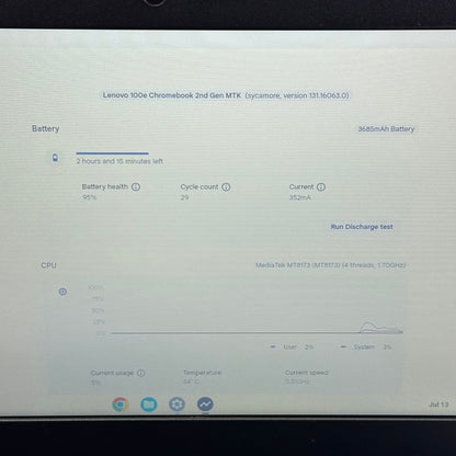 Lenovo 100e Chromebook 2nd Gen MTK 81QB 11.6" MT8173 1.7GHz 4GB RAM 32GB SSD