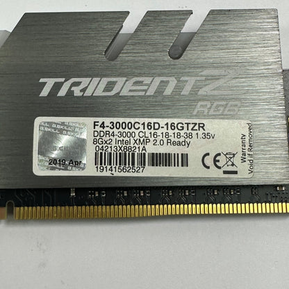 G.Skill Trident Z RGB 16GB (2x8GB) RAM DDR4 3000MHz F4-3000C16D-16GTZR