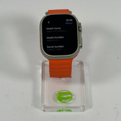Unlocked Apple Watch Ultra 2 49MM Natural Titanium Orange Ocean Band MREH3LL/A