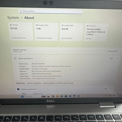 Dell Precision 3561 15.6" i7-11850H 2.5GHz 16GB RAM 1TB SSD Nvidia T600