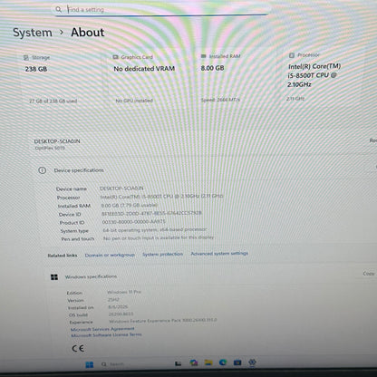 Dell OptiPlex 5070 Micro D10U Core i5-8500T 2.10GHz 8GB RAM 256GB SSD