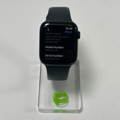 Unlocked Apple Watch SE 2nd Gen 44MM Black Aluminum MNU03LL/A