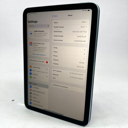 WiFi Only Apple iPad mini (A17 Pro) 128GB