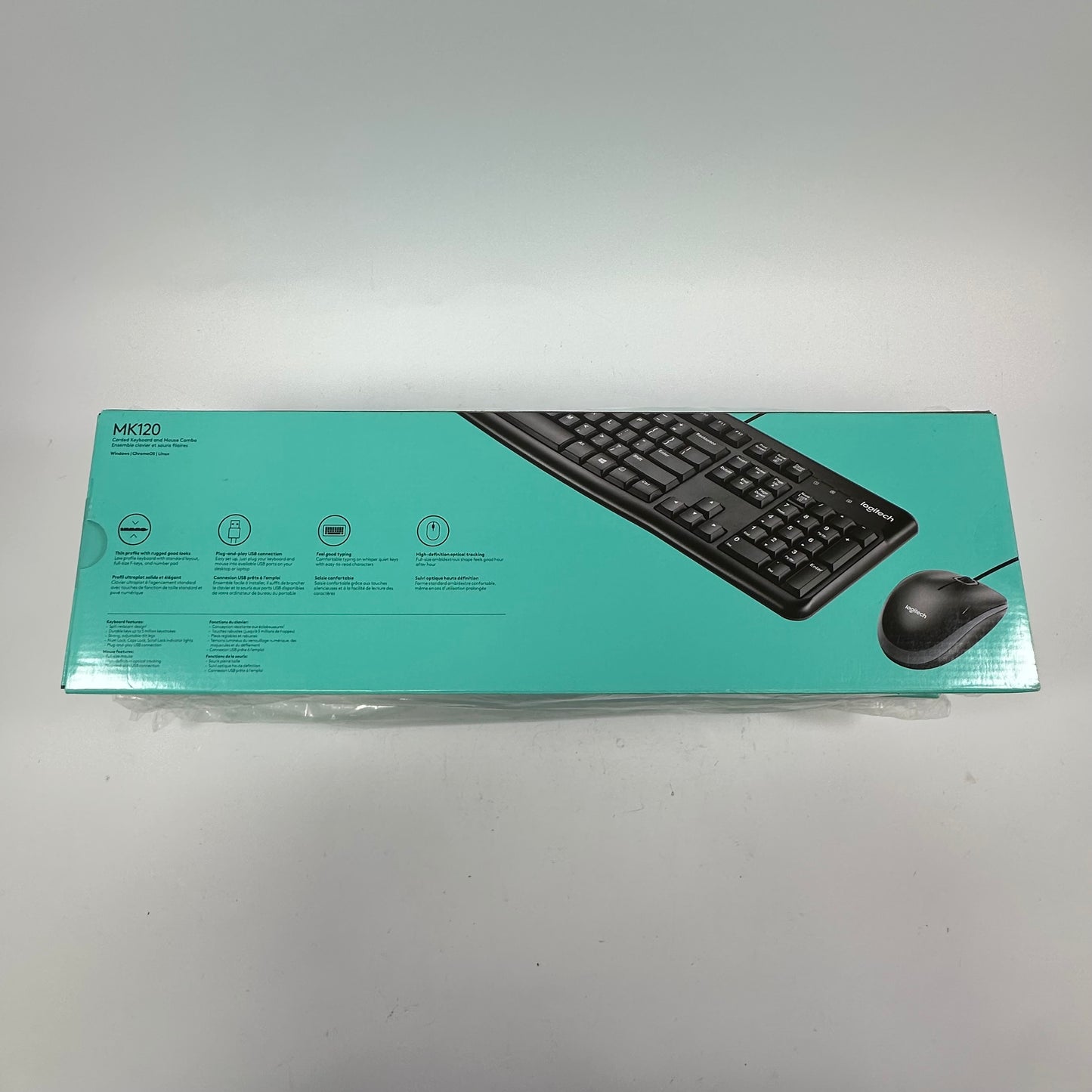 New Logitech MK120 Corded Keyboard and Mouse Combo 920-002565 Lot of 4