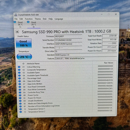 Samsung 2280mm 990 PRO with Heatsink 1TB M.2 NVMe Gen 4.0 x 4 SSD MZ-V9P1T0