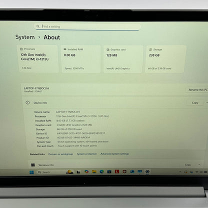 Lenovo IdeaPad 1 15IAU7 15.6" i3-1215U 1.2GHz 8GB RAM 256GB SSD