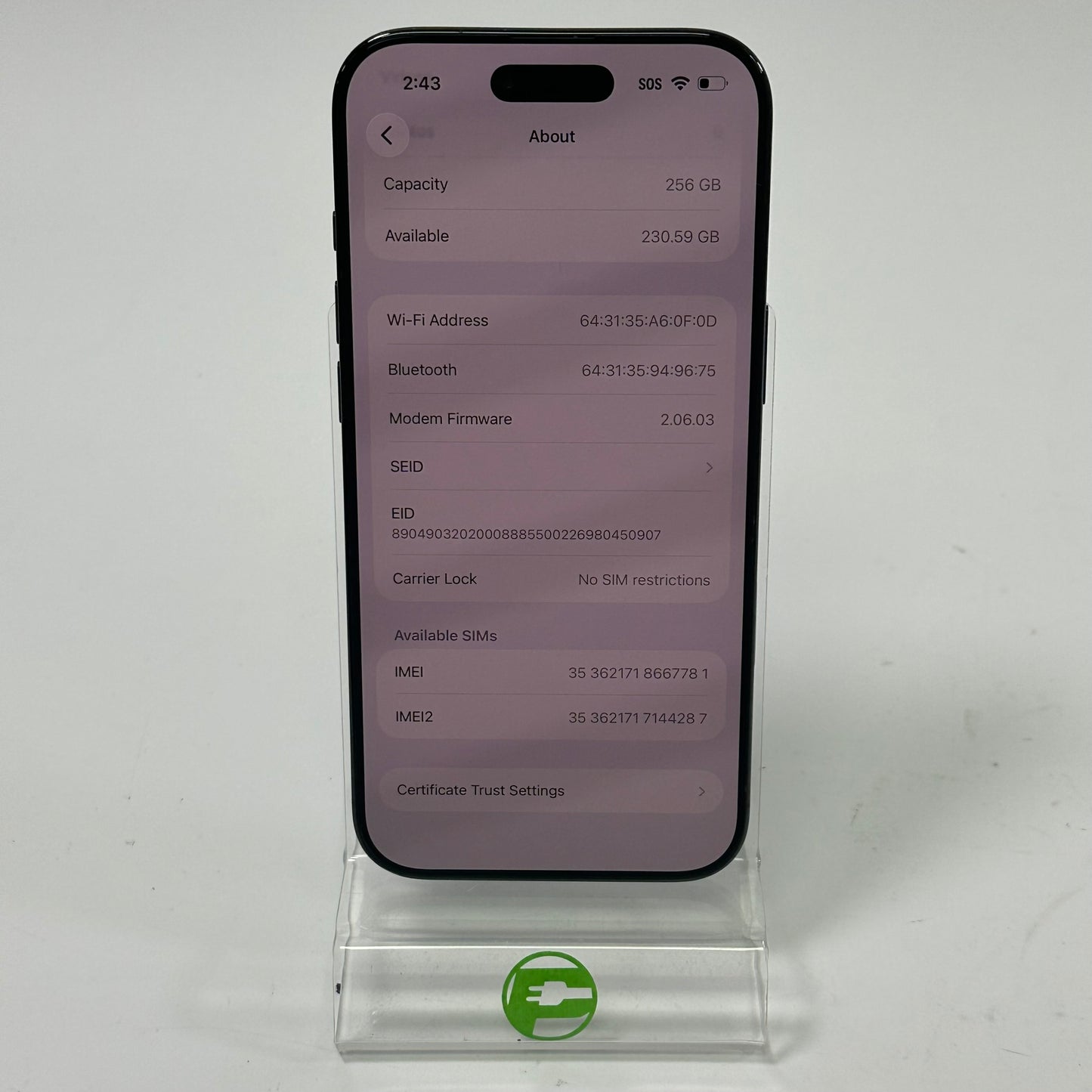 Factory Unlocked Apple iPhone Air 256GB Space Black MG184LL/A