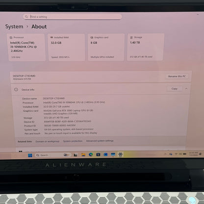Alienware M15 15.6" i9-10980HK 2.4GHz 32GB RAM 1.5TB SSD GeForce RTX 3080