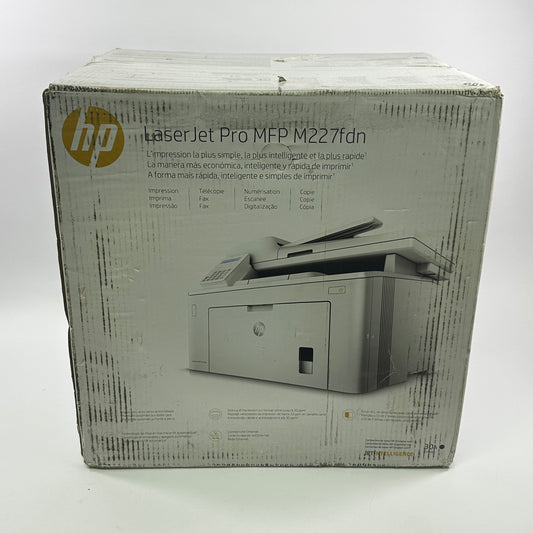 New HP LaserJet Pro All In One Black and White Printer White MFP M227FDN