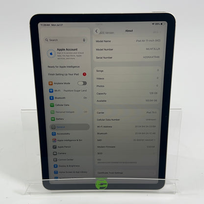 WiFi Only Apple iPad Air 11" M2 128GB Starlight MUXF3LL/A
