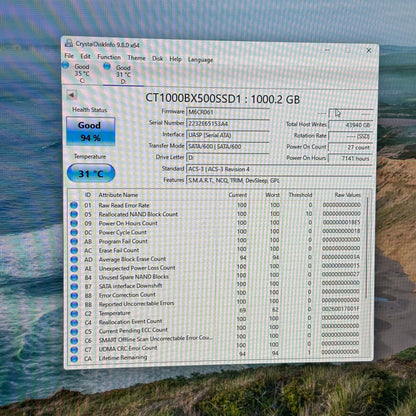 Crucial 2.5" BX500 1TB SATA III 6Gbps SSD CT1000BX500SSD1