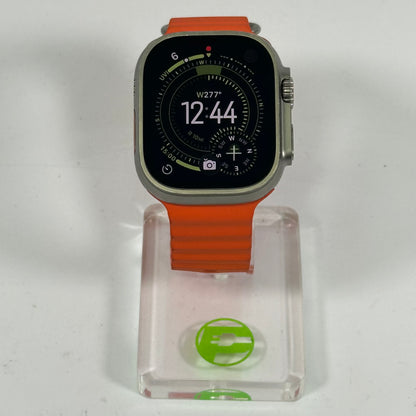 Unlocked Apple Watch Ultra 2 49MM Natural Titanium Orange Ocean Band MREH3LL/A