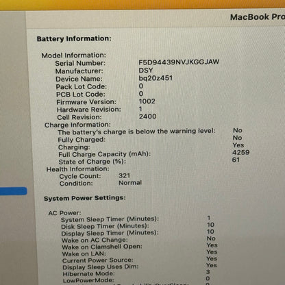 2019 Apple MacBook Pro 13.3" i5 1.4GHz 8GB RAM 128GB SSD Silver A2159