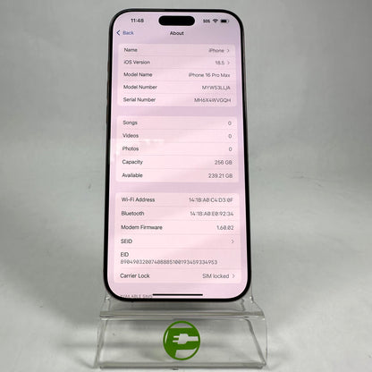 T-Mobile Apple iPhone 16 Pro Max 256GB Desert Titanium MYW53LL/A