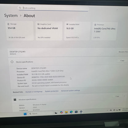 Samsung Galaxy Book5 Pro NP960QHA 16" Core Ultra 7 256V 2.2GHz 16GB RAM 1TB SSD