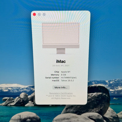 2021 Apple iMac 24" M1 8 Core 3.2GHz 8GB RAM 256GB SSD Silver A2438
