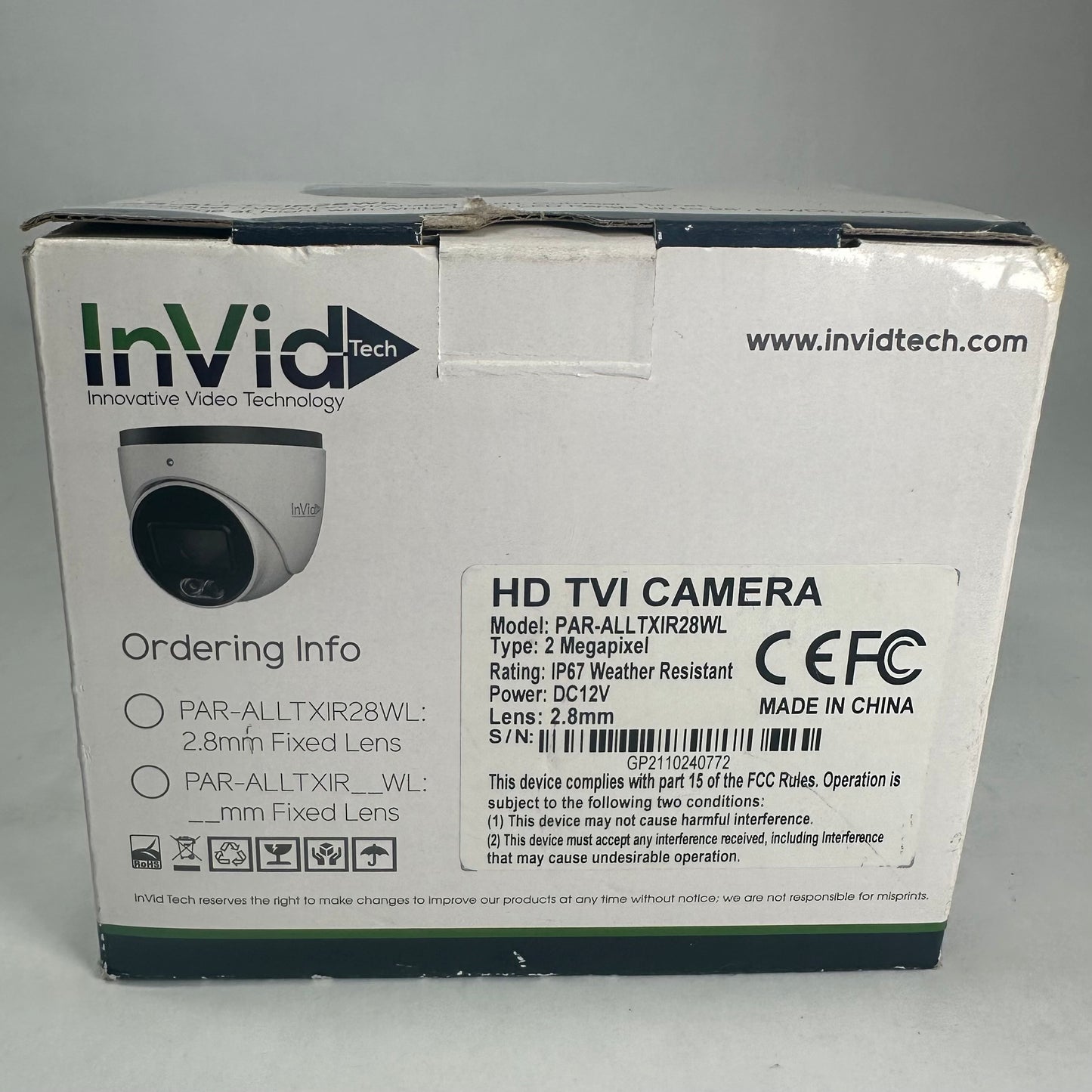 InVid Tech PAR-ALLTXIR28WL  Analog Turret Camera
