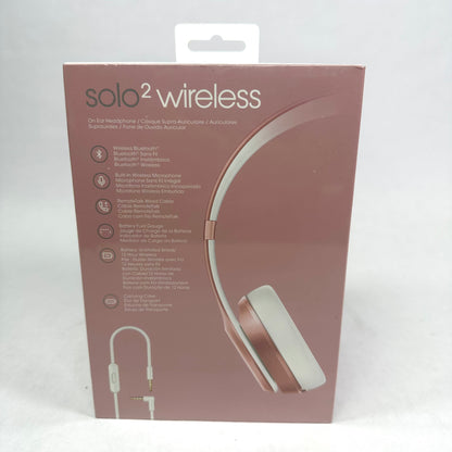 New Beats Solo2 Wireless Over-Ear Bluetooth Headphones Rose Gold