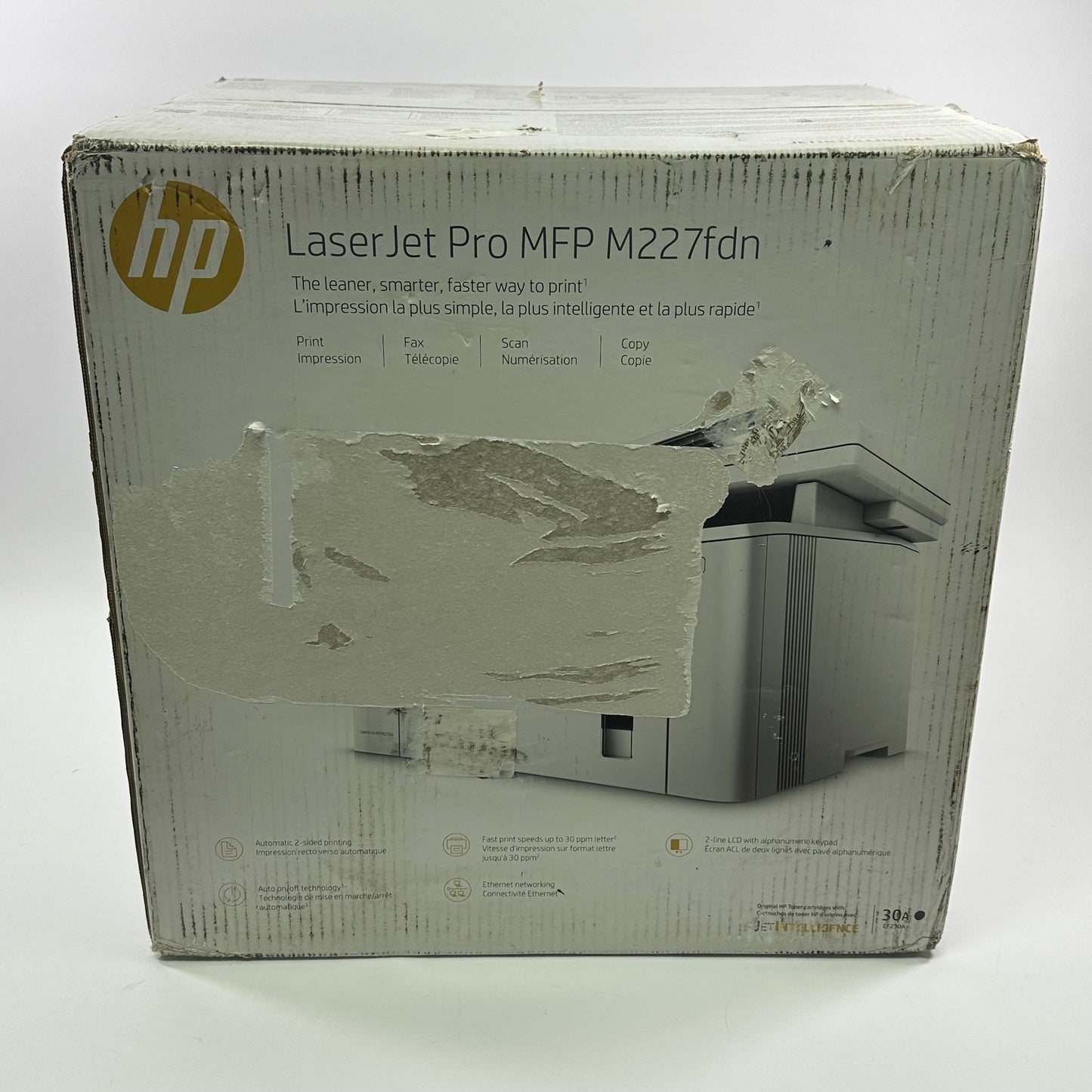 New HP LaserJet Pro All In One Black and White Printer White MFP M227FDN