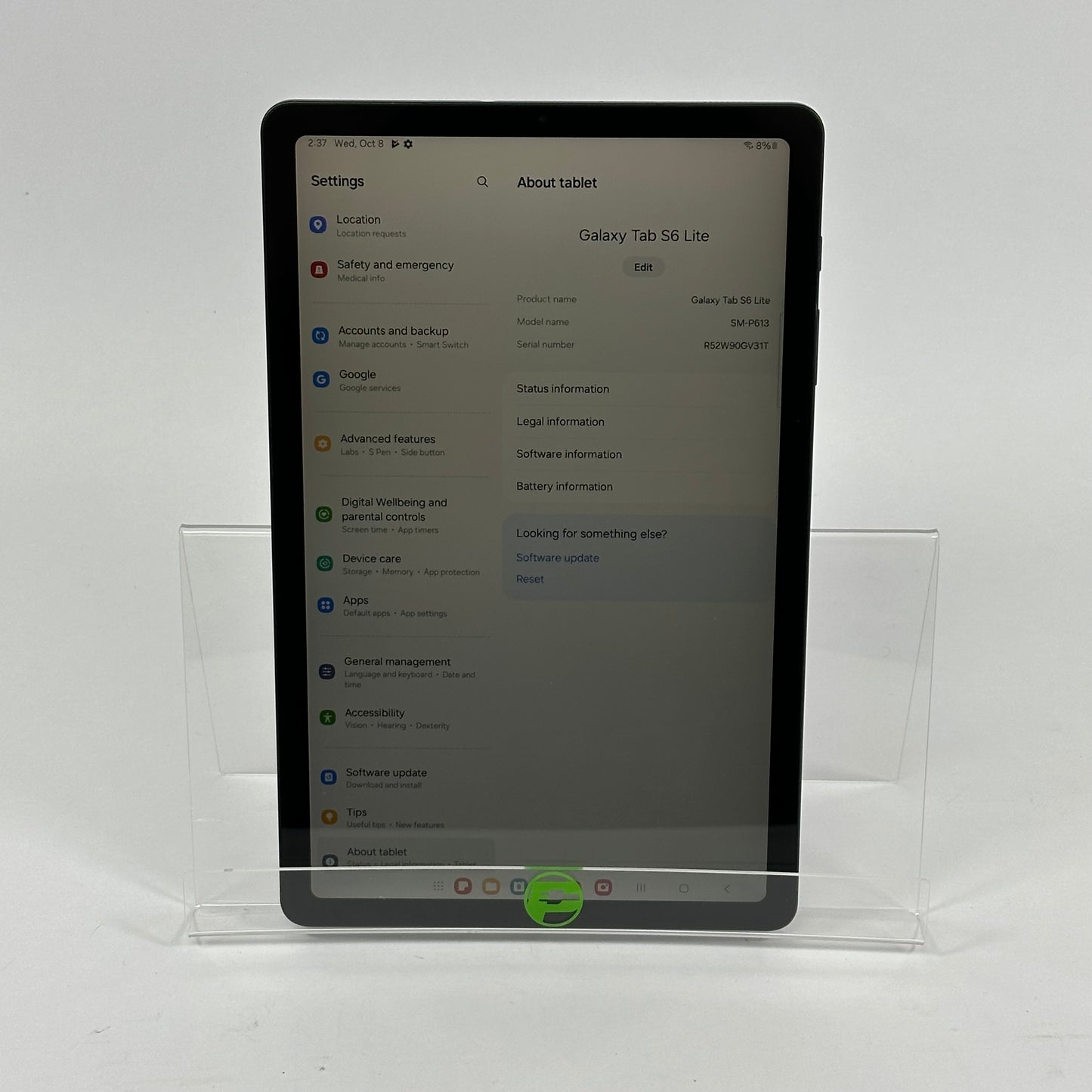 WiFi Only Samsung Galaxy Tab S6 Lite 10.4" 64GB Oxford Gray SM-P613