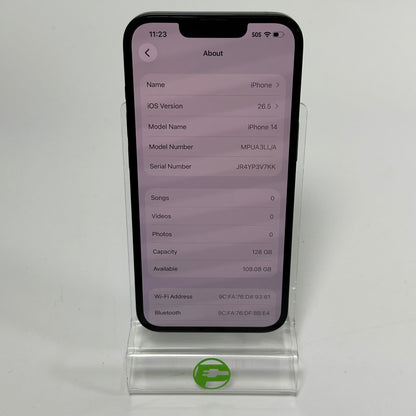 Factory Unlocked Apple iPhone 14 128GB Midnight MPUA3LL/A