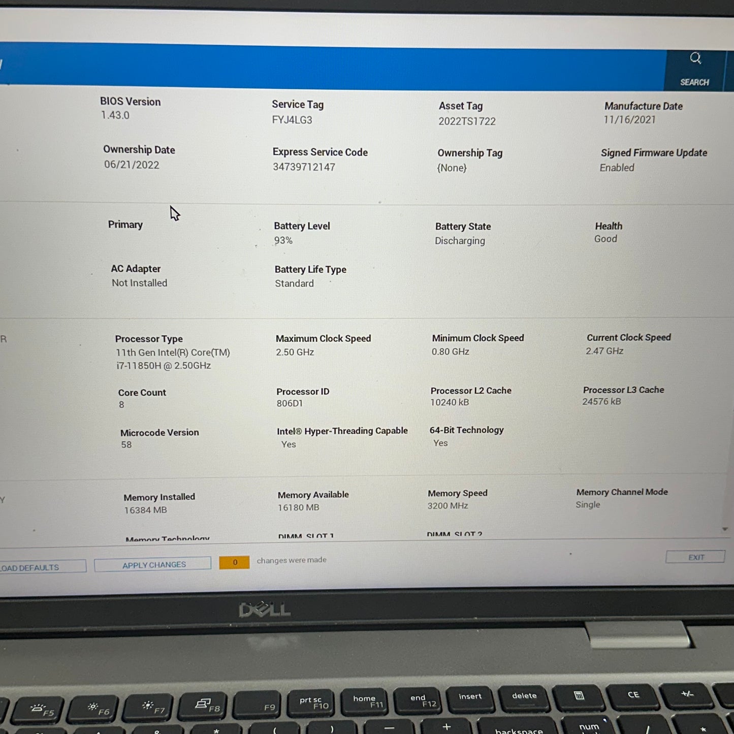Dell Precision 3561 15.6" i7-11850H 2.5GHz 16GB RAM 1TB SSD Nvidia T600