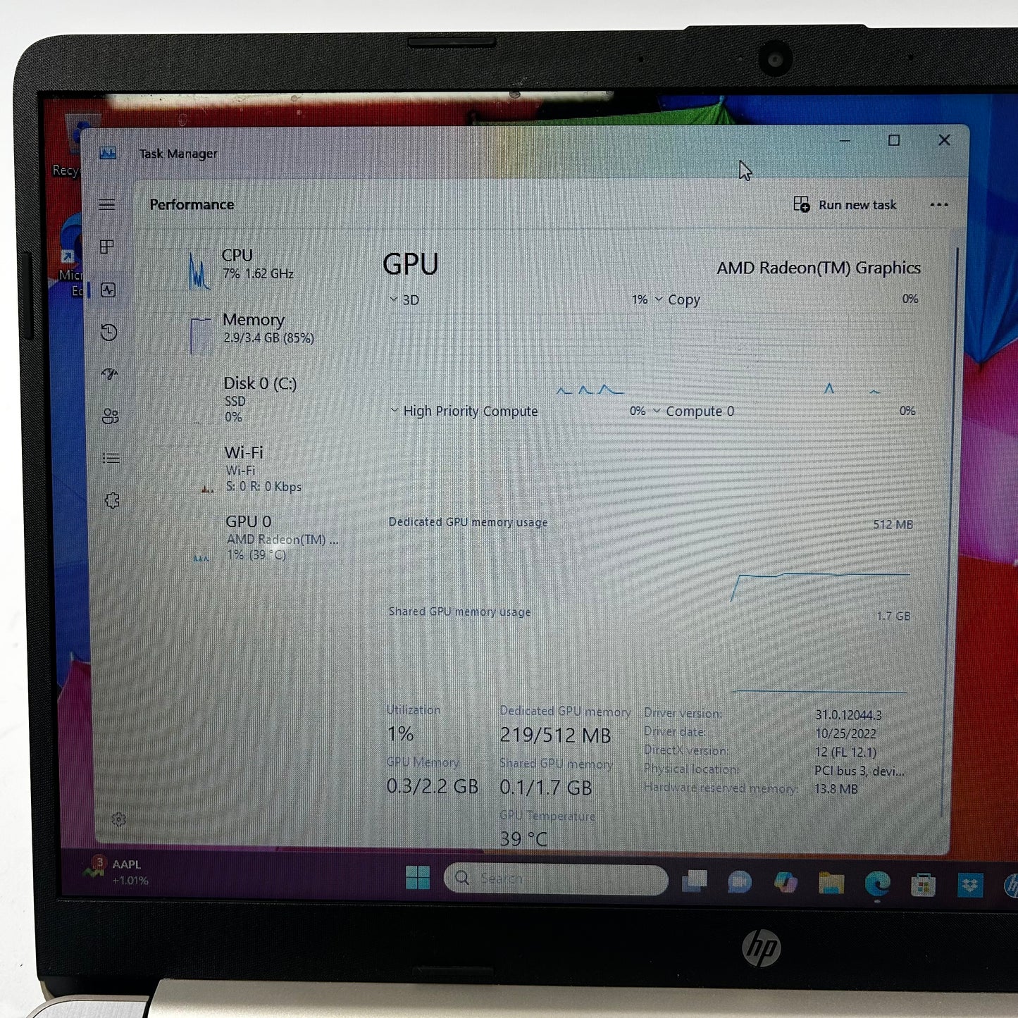 HP Laptop 15-ef1072wm 15.6" Athlon Silver 3050U 2.3GHz 4GB RAM 128GB SSD