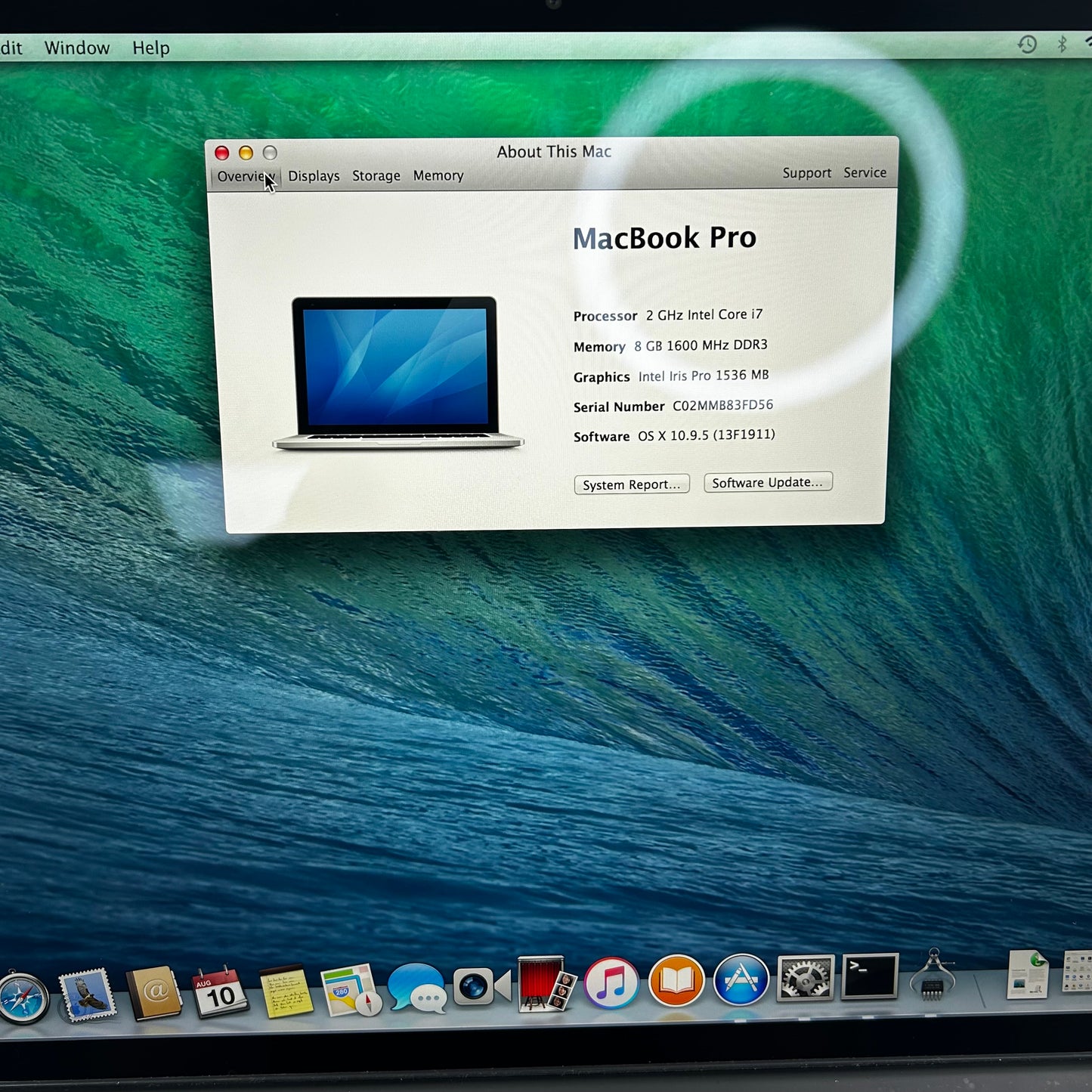 2013 Apple MacBook Pro Retina 15" i7 2.0GHz 8GB RAM 256GB SSD