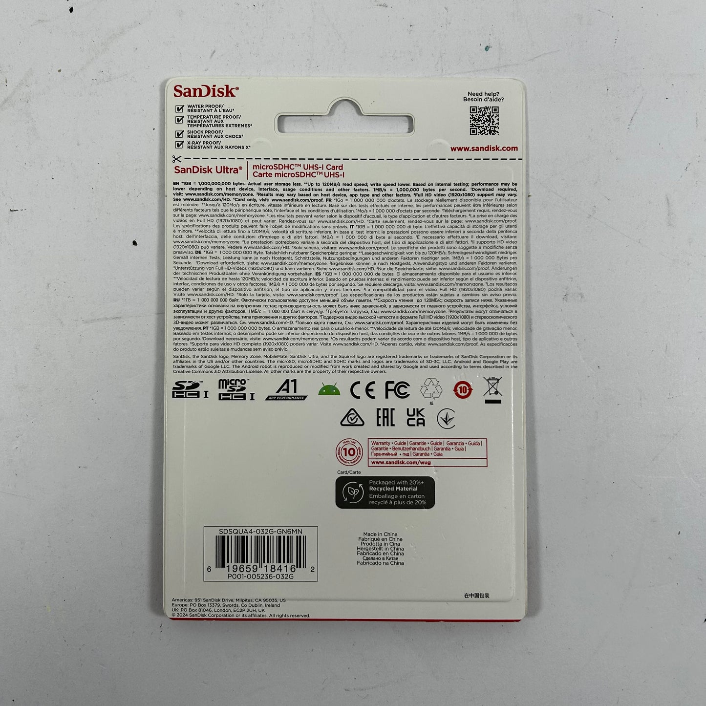 New SanDisk Ultra MicroSDHC UHS-I Card 