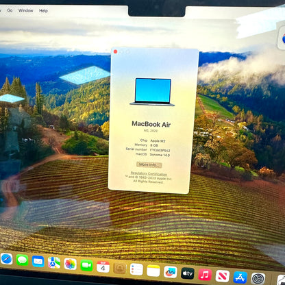 2022 Apple MacBook Air 13.6" M2 8C GPU 8GB RAM 256GB SSD 